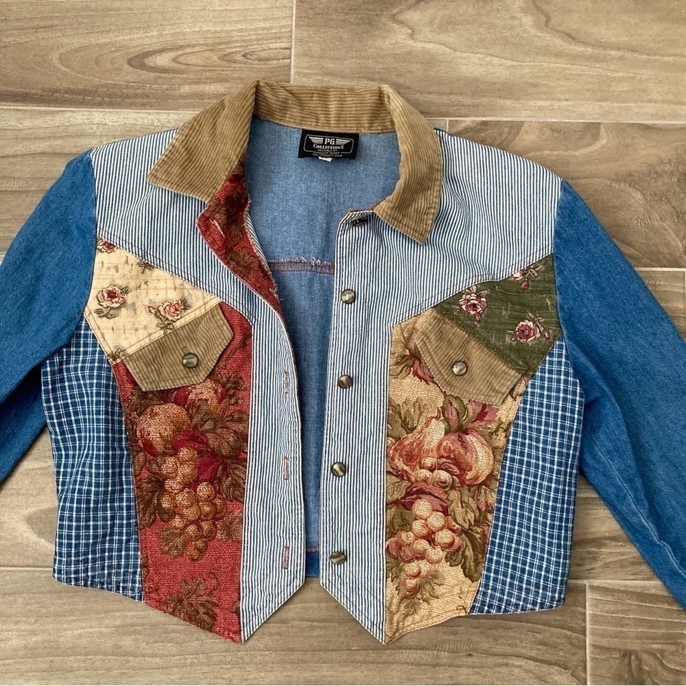 Vintage Tapestry Patchwork Jean Jacket - image 7